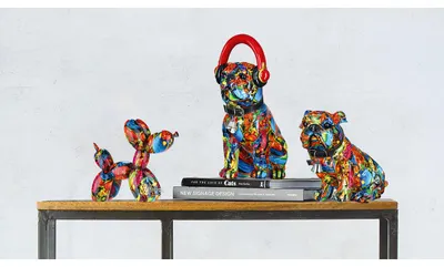 Produktbild von Gilde Figur, Bulldogge, "Street Art", Graffiti, Kunstharz, mehrfarbig, VE 1, L. 17 cm, B. 22 cm, H. 23 cm 36054 4063387360545