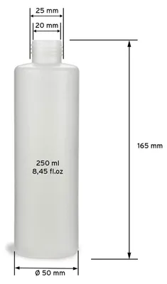 Image de 10 bouteilles en plastique de 250 ml, rondes avec des couvercles jaunes (vides)