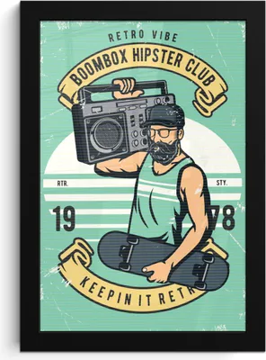 Produktbild von MuchoWow® MuchoWow® Gerahmtes Poster Radio - Skateboard - Retro 20x30 cm - Poster mit zchwarzem Bilderrahmen - Drucken - Bilder Poster im Rahmen
