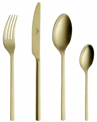 Zdjęcie produktu dla Komplet sztućców Gerlach Modern Gold, 24 elementy, matowe wykończenie, ze stali nierdzewnej, dla 6 osób