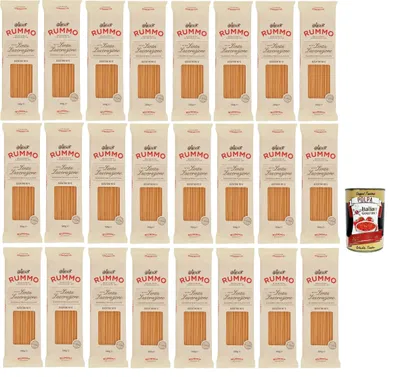 Produktbild von Rummo Bucatini N°6 24×500 g – Bronze gezogen, Lenta Lavorazione, authentische italienische Pasta aus Hartweizengrieß, bissfest & saucenhaftend für Amatriciana + Italian Gourmet polpa