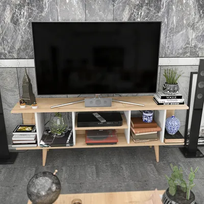 Immagine prodotto di Skye Decor, Akya - Sapphire, White, mobile TV, zaffiro, 100% pannelli truciolari rivestiti in melamina, 160 x 35 x 38,6 cm