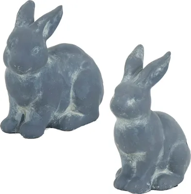 Produktbild von Figuren Hasen Grau - 2 Stück - Stein - 17 und 20 cm