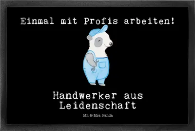 Produktbild von Mr. & Mrs. Panda Schmutzfangmatte Handwerker Leidenschaft 40 x 60 cm - Schwarz - Geschenk, Fußabstreifer, Werkstatt, fußmatte, Gesellenprüfung, Fussmatte, Schmutzmatte
