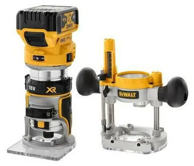 DEWALT Akku-Oberfräse 18V DCW604P2 8mm mit 2 Basen und 2x5,0Ah Akkus