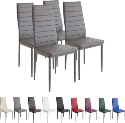 Produktbild von Esszimmerstühle 4-er SET, Kunstleder Grau