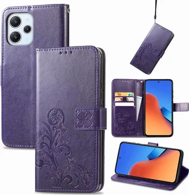 Productafbeelding van König Design hoesje, compatibel met Xiaomi Redmi 12 5G, kunstleren telefoonhoesje - telefoonhoesje, paars
