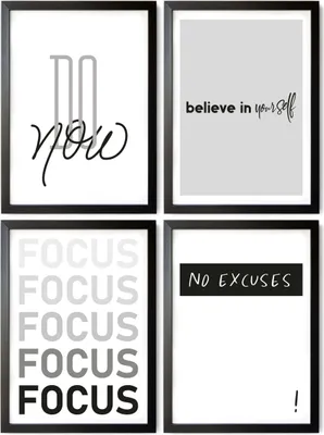 Produktbild von 4er Poster Set Premium Bilder Motivation Spruch Kunstdruck Deko A4 Wandbild