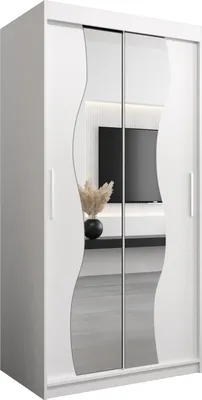 Produktbild von Kleiderschrank, Schiebetürenschrank Schlafzimmer, Schrank mit Spiegel MADRYT 100 cm