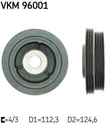Produktbild von SKF VKM 96001 Riemenscheibe Kurbelwelle für CHEVROLET MATIZ (M200, M250) 3 4-Rippen