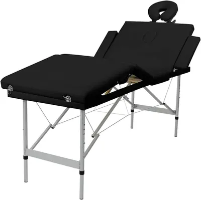 Image de Table de massage pliable - Table portable - Pour usage professionnel - Structure en aluminium - 186 x 68 cm - Noir