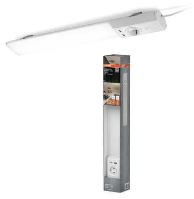 Productafbeelding van Osram LED Unterbauleuchte Linear Flat Socket Weiß 10W 800lm Neutralweiß 4000K mit USB Lade-Anschlüsse