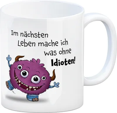 Produktbild von Freches Monster in pink Kaffeebecher mit lustigem Spruch