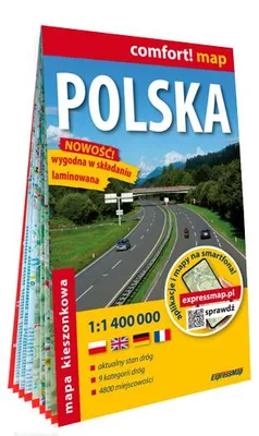 Obrázek produktu pro Laminovaná kapesní automobilová mapa Polska v měřítku 1:400 000
