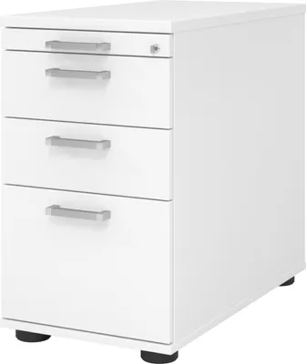 Produktbild von bümö office Standcontainer - mit Hängeregistratur - Nachbildung: Weiß, Griff: Chromgriff (Metall)