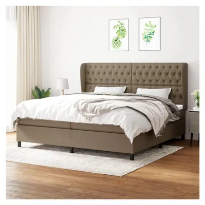 Produktbild von Lattenrost mit Matratze, Taupe, 200 x 200 cm, Stoff, Plattformbett mit Lattenhalter, einfache Montage für Schlafzimmer