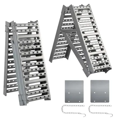 Produktbild von XPOtool 2x Auffahrrampe max. 800 kg 3-fach klappbar 195,5 cm für Motorrad ATV Quad, Stahl Auffahrschiene faltbar, Verladerampe rutschsicher