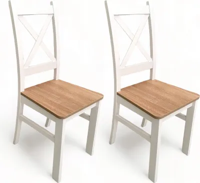 Obrázek produktu pro 2x bílá dřevěná židle s opěradlem z dubu Sonoma