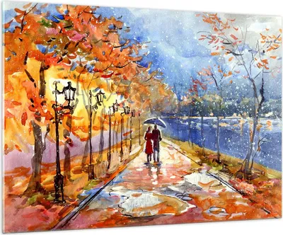 Produktbild von Bilder auf glas - Park Paar Baum - 100x70cm - Glasbilder - Wandbilder - Kunstdruck - zum Aufhängen bereit - Wanddekoration aus Glas - Glas Bilder - Wandbild auf Glas - Einteilig - GAA100x70-3557