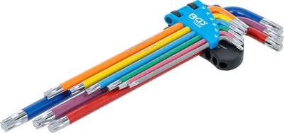 Immagine prodotto di BGS Set di chiavi angolari multicolore extra lunghe con profilo a T (per Torx) T10 - T50 9 pezzi - 74459