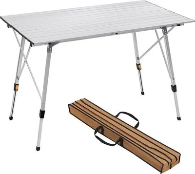 Image de Table de camping Famanu en aluminium - Réglable en hauteur, pliable, 120x68 cm