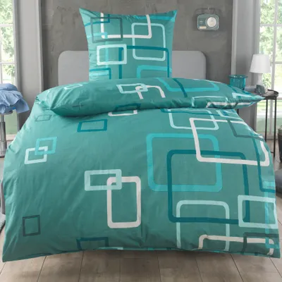 Produktbild von Bettwäsche 135x200 Baumwolle Sets, Karo Bettbezug 135 x 200 cm, Kissenbezug 80x80 cm, Renforcé,  Bettwäsche mit Reißverschluss