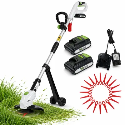 Produktbild von Akku Rasentrimmer 20 V 2,0 Ah mit 2 Akkus & Ladegerät 26 cm Kantenschneider inkl. 60x Ersatzmesser