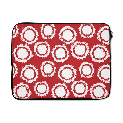 Produktbild von MuchoWow® Laptop Hülle 17 Zoll Laptoptasche Tupfen - Rot - Muster - Zipper - Schutzabdeckung