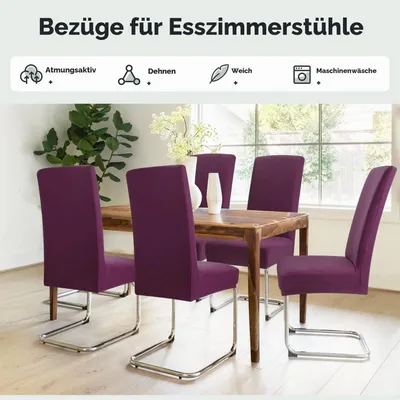 Obrázek produktu pro Potahy na židle, 4 kusy, elastické, barva: vínová, materiál: 95 % polyester, 5 % Elastan