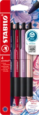 Produktbild von STABILO Druck-Kugelschreiber -  pointball NatureCOLORS Wildflower - 4er Pack - Schreibf…