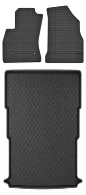 Productafbeelding van Rubberen automatten + kofferbakmat voor Fiat Doblo II 2010-2020 (stationwagen) – 3-delig, zwart, op maat – Wielganizator