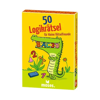Produktbild von moses. 50 Logikrätsel für kleine Rätselfreunde, Kartenspiel, Glückliche Familien, Familienspiel