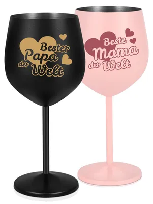 Weingläser aus Edelstahl, 550 ml, 2 Stück, roségold, Herzform