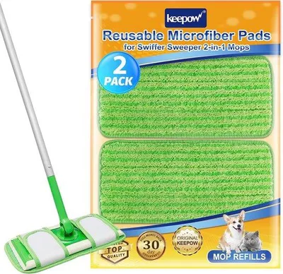 Productafbeelding van Herbruikbare vochtige vloerdoeken 30 cm - Microvezel dweildoeken voor vloerwissers - Set van 2