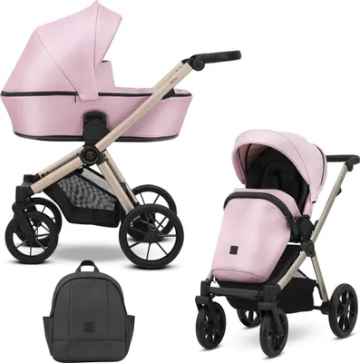 Produktbild von Kinderwagen Kunert Brav 2in1 – Champagnerfarbene Rahmen – Farbe: Baby Pink Eco