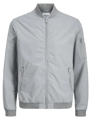 Image de Jack & Jones 12165203_7826_XS, Veste bomber, Unie, Adulte, Fermeture éclair, Polyester, Gris