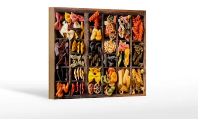 Produktbild von Holzschild Essen 18x12cm Nudeln Nudelarten Pasta