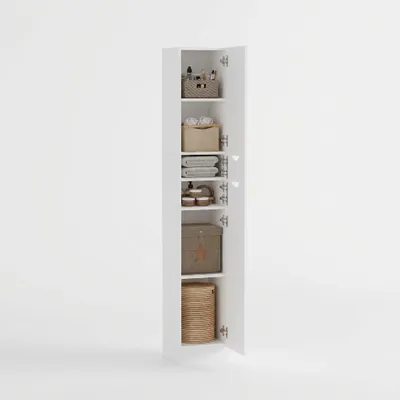 Immagine prodotto di Armadio da bagno in legno bianco, colonna a scaffali in stile loft, 180 cm