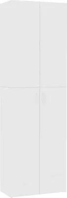 A tall, white cabinet with two doors.