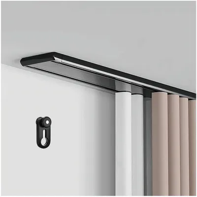 Zdjęcie produktu dla Podwójna listwa karniszowa aluminiowa, czarna, 490 cm, montaż sufitowy