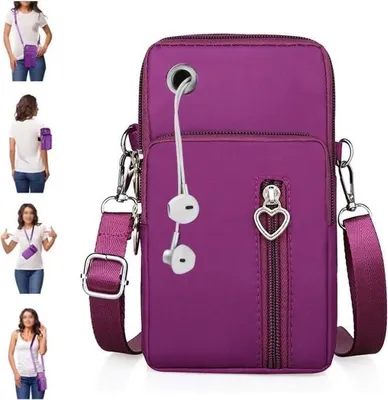 Produktbild von Schultertasche – Damen – Lila – Wasserabweisendes Nylongewebe – 19 x 10 x 5 cm – Leicht