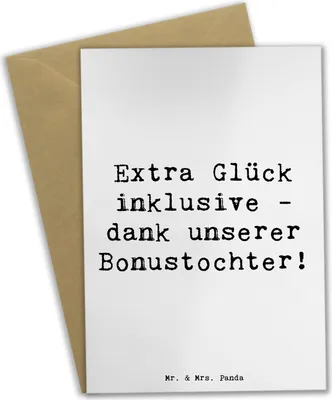 Produktbild von Mr. & Mrs. Panda Klappkarte Spruch Bonustochter Glück - Weiß - Geschenk, Liebe, osterkarte, Familienleben, Glückwunschkarte, Stieftochter, Grußkarte, Jubiläen, Familie