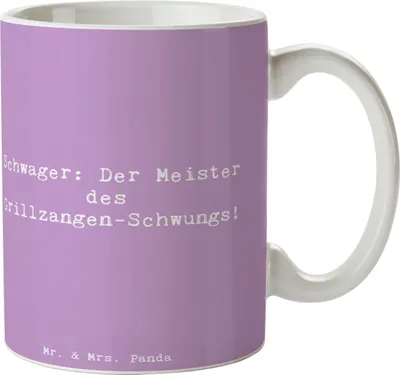 Produktbild von Mr. & Mrs. Panda Tasse Spruch Schwager Grillmeister - Lavendeltraum - Geschenk, Verwandtschaft, Freundschaft, Humor, Jubiläen, Lächeln, Kaffeebecher, Bedruckte, Teetasse