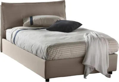 Produktbild von Quadratisches und halbes Bett Claudia, Containerbett mit Stoffbespannung, 100%  Italy, Frontöffnung, passend für Matratze 120x200 cm, Turteltaube