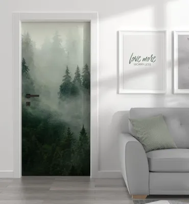 Produktbild von Türtapete Türposter Türfolie selbstklebend nebliger Wald Türaufkleber