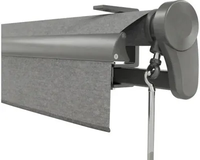 Produktbild von Soluna Gelenkarmmarkise Trend 3,5x2,5 Stoff Dessin U104 Gestell DB703 dunkelgrau Antrieb Rechts inkl. Motor, Wandschalte