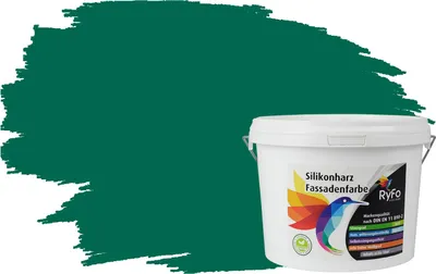 Produktbild von RyFo Colors Silikonharz Fassadenfarbe Lotuseffekt Trend Türkisgrün 3l - bunte Fassadenfarbe, weitere Grün Farbtöne und Größen erhältlich, Deckkraft Klasse 1