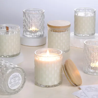 6 transparente Kerzengläser 200 ml mit Deckel & Dochten
