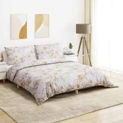 Produktbild von "2026 MODERNE"Bettwäsche-Set Moderne für Schlafzimmer - Bettzeug-Set - Weiß und Braun 240x220cm Baumwolle NEU338932 - Bettwäschen