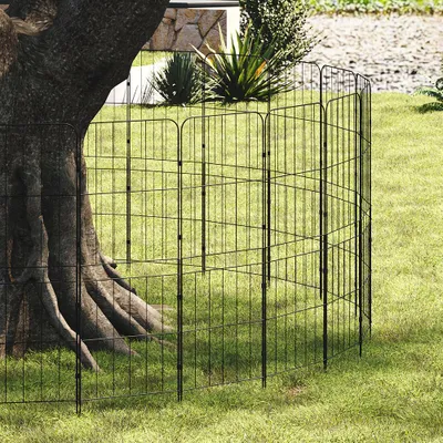 Produktbild von Livingandhome 10er Set Gartenzaun Steckzaun aus Metall Tierzaun 96 x 31 cm Schwarz